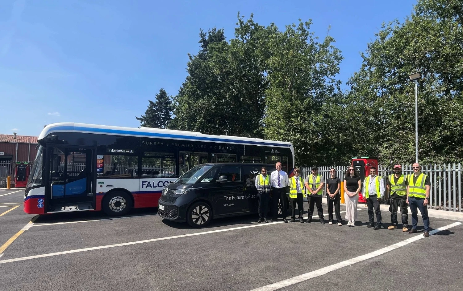 Falcon Buses unveils its new fleet of electric buses at Brooklands Museum: Thirteen state-of-the-art vehicles set to hit the road in Surrey this month, supported by a major depot upgrade by VEV.