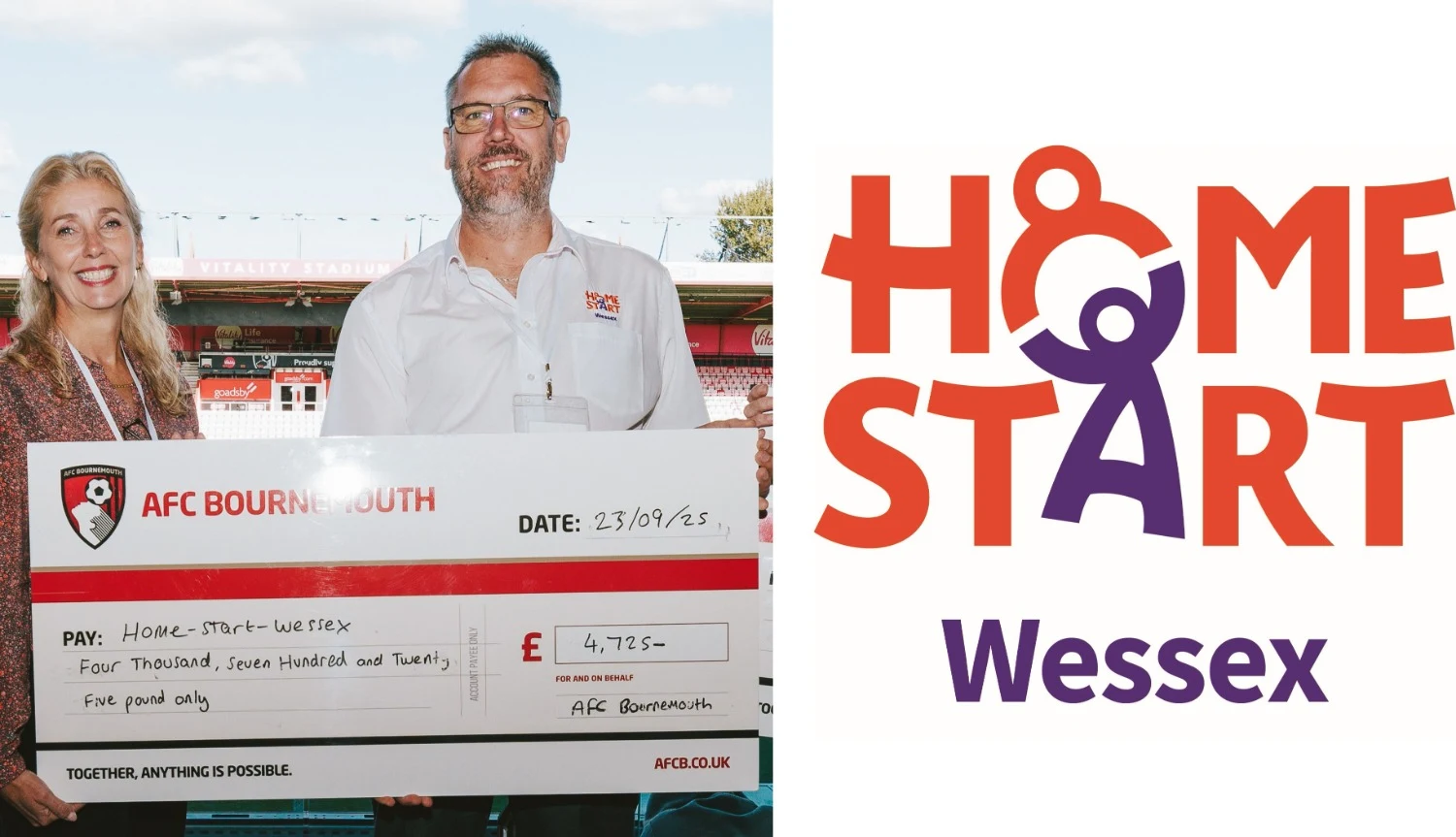 AFC Bournemouth Charity Partnership raises £4,725 for Home-Start Wessex