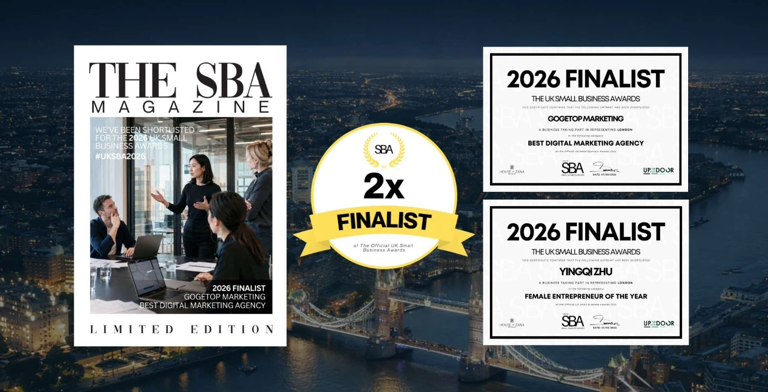 Gogetop Marketing and Co-Founder Yingqi Zhu Named Finalists at UK Small Business Awards 2026