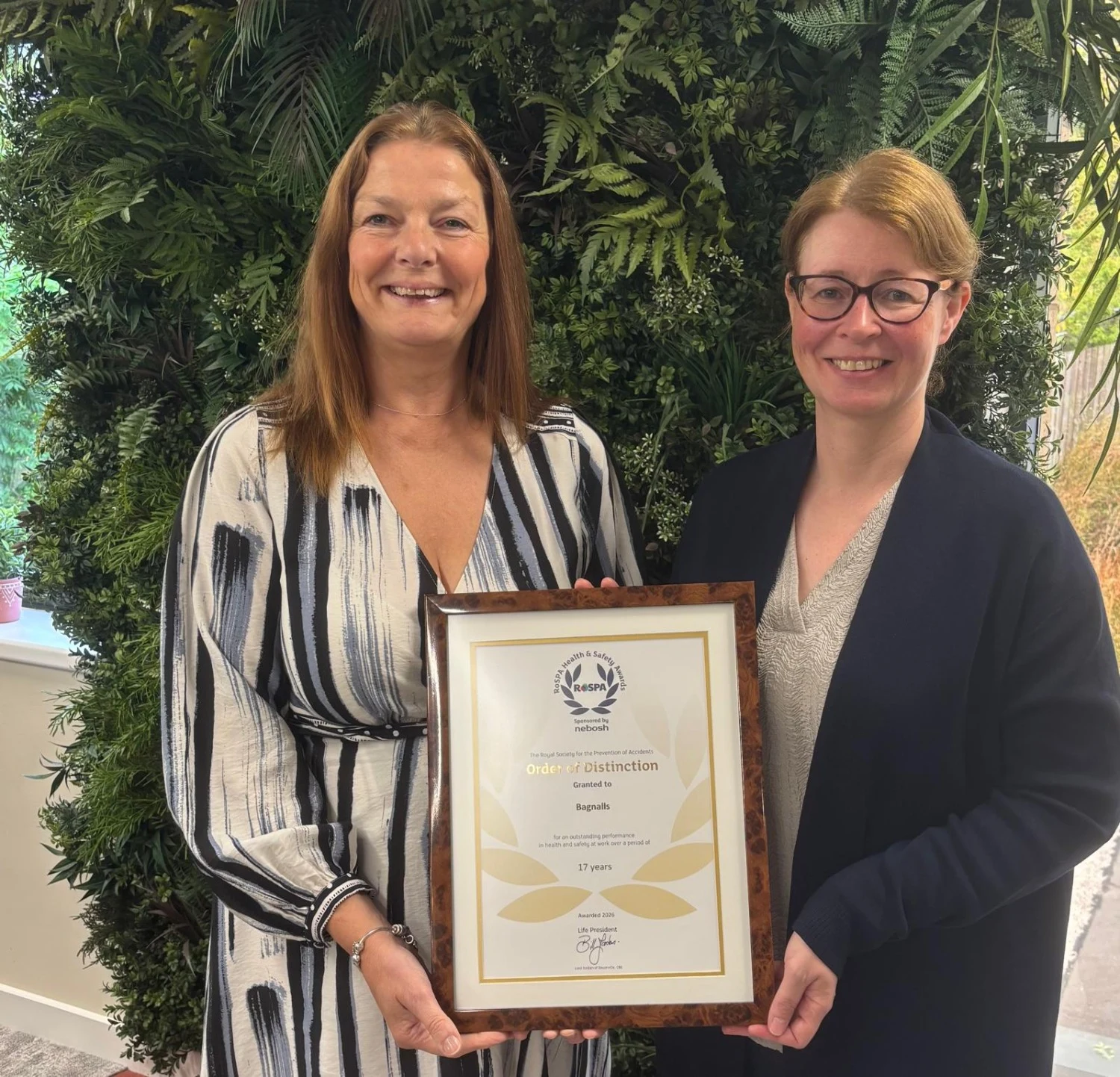 Bagnalls Receives Gold Award & Order of Distinction at RoSPA 70th Anniversary Awards